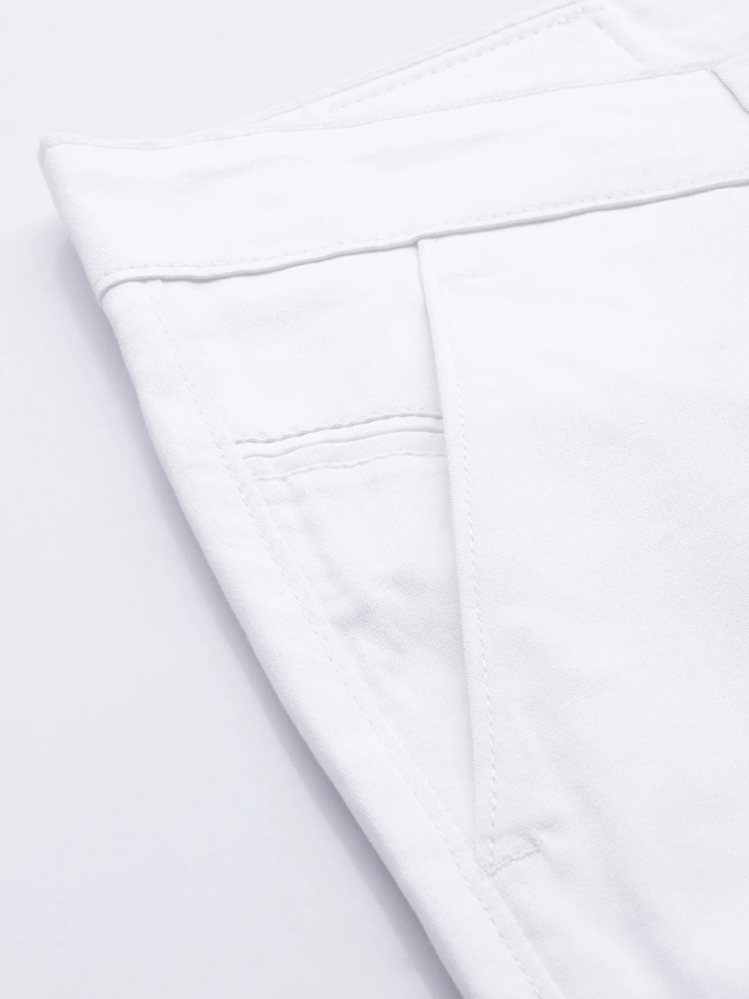 Majestic Man Regular Fit Satin Finish Cotton Casual Solid Chinos Trouser - White - Image 3