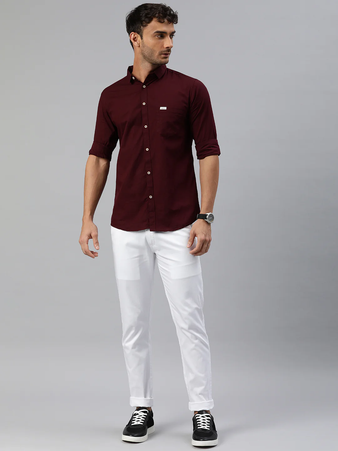 Majestic Man Regular Fit Satin Finish Cotton Casual Solid Chinos Trouser - White - Image 7
