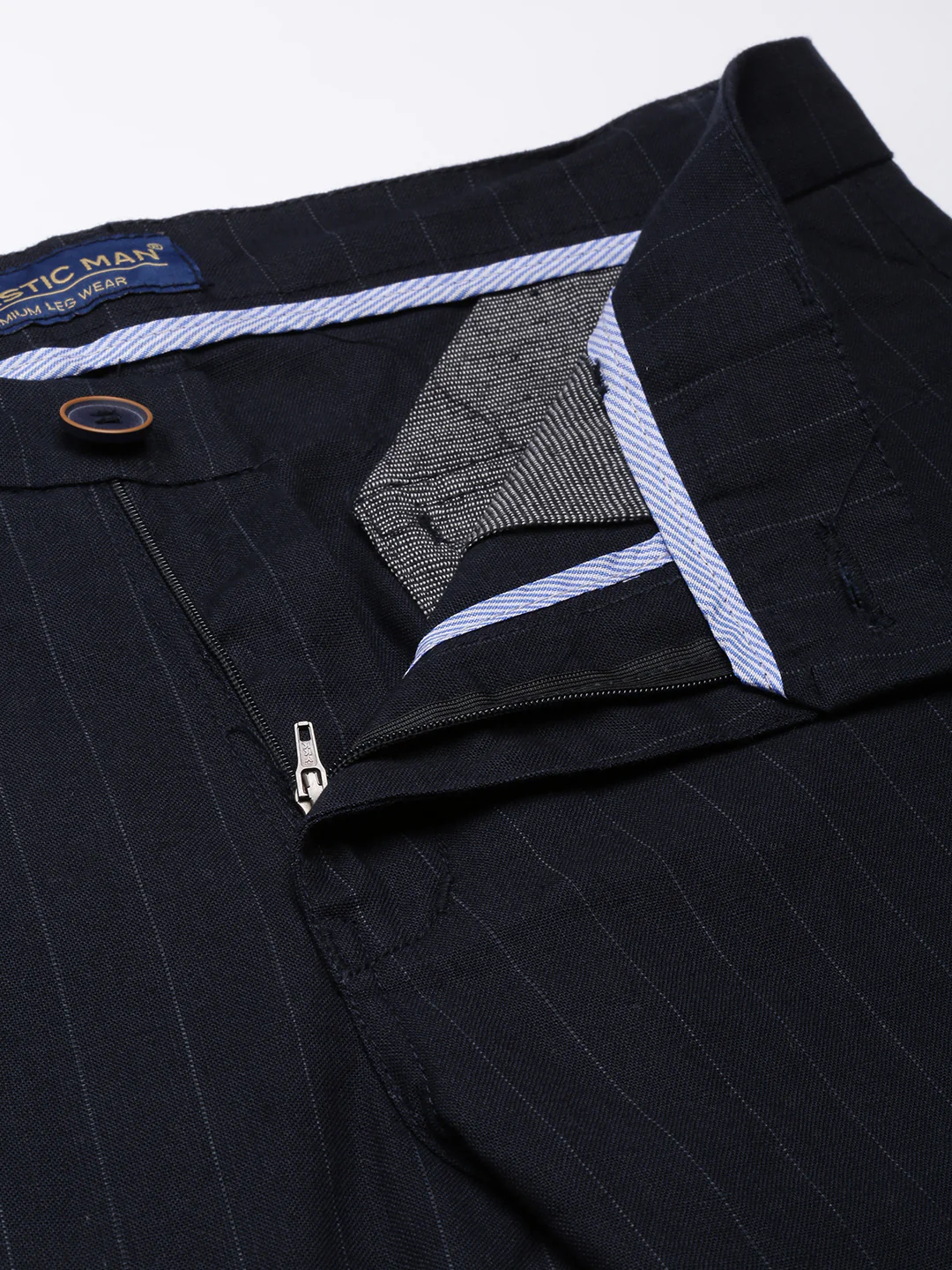 Majestic Man stripe Casual Solid Trouser - Navy Blue - Image 5