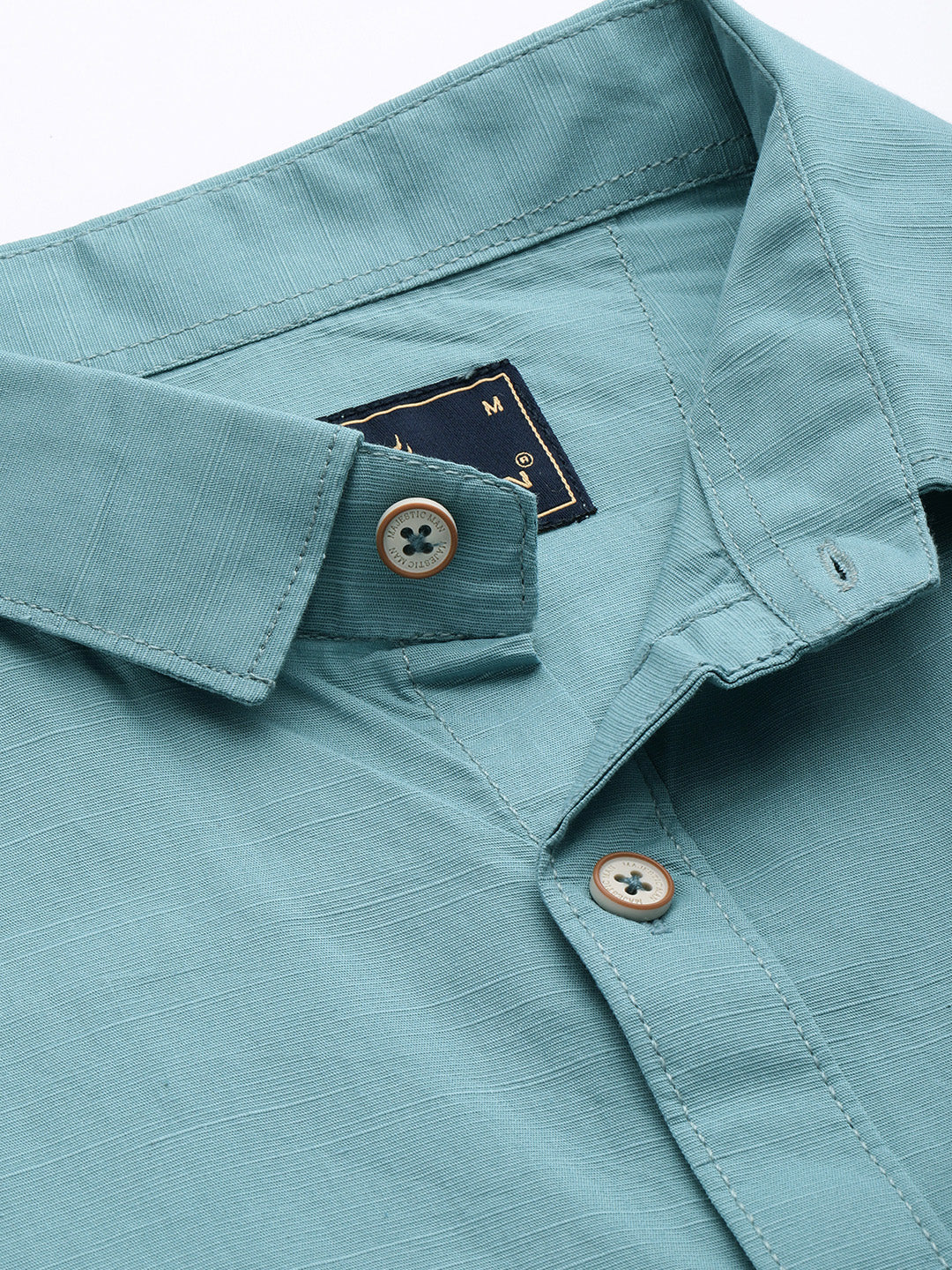 Pure Cotton Casual Men's Shirt - Dusty Teal - Image 6