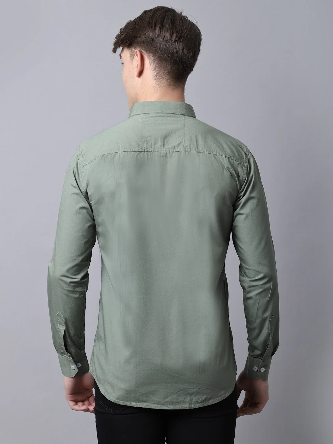 Majestic Man trendy Casual Solid Shirt - Dusty Green - Image 7