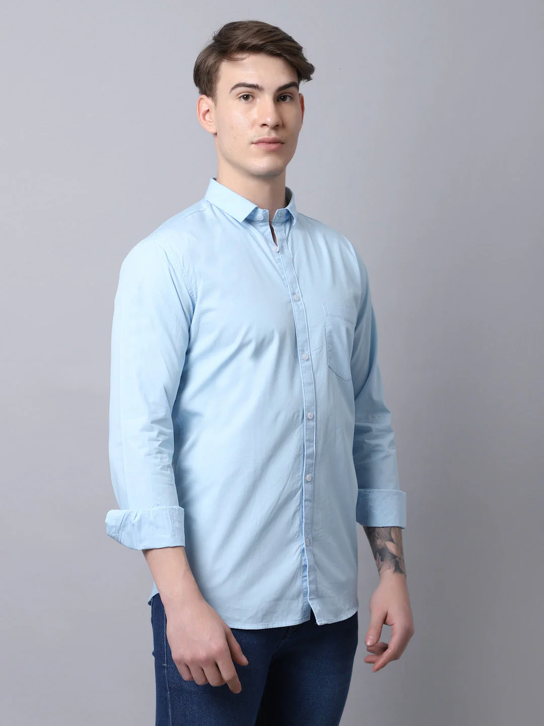 Majestic Man trendy Casual Solid Shirt - Sky Blue - Image 3