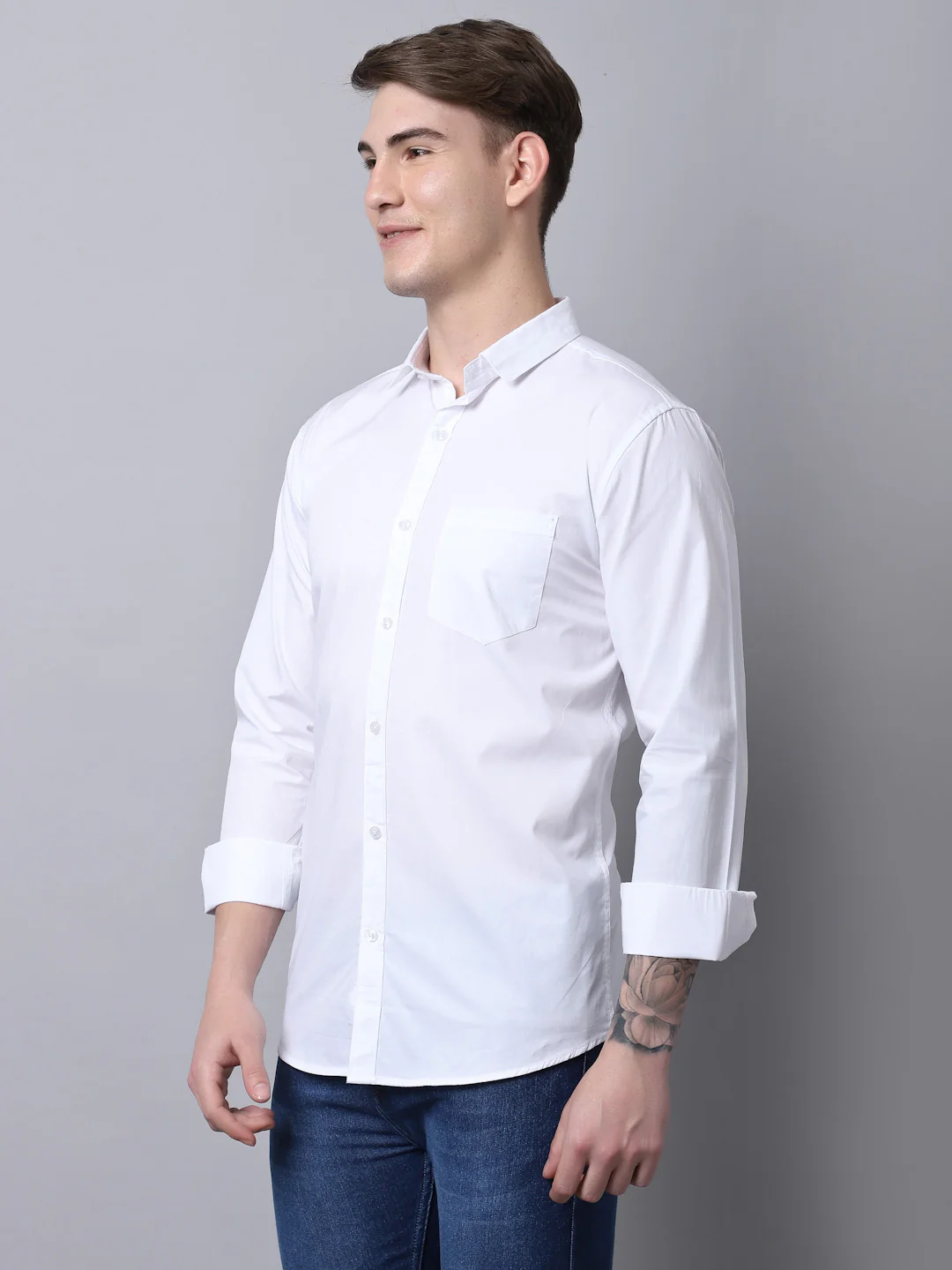 Majestic Man trendy Casual Solid Shirt - White - Image 3