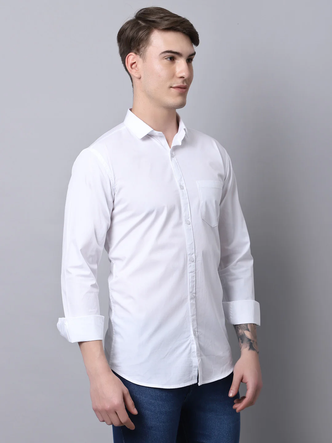 Majestic Man trendy Casual Solid Shirt - White - Image 4