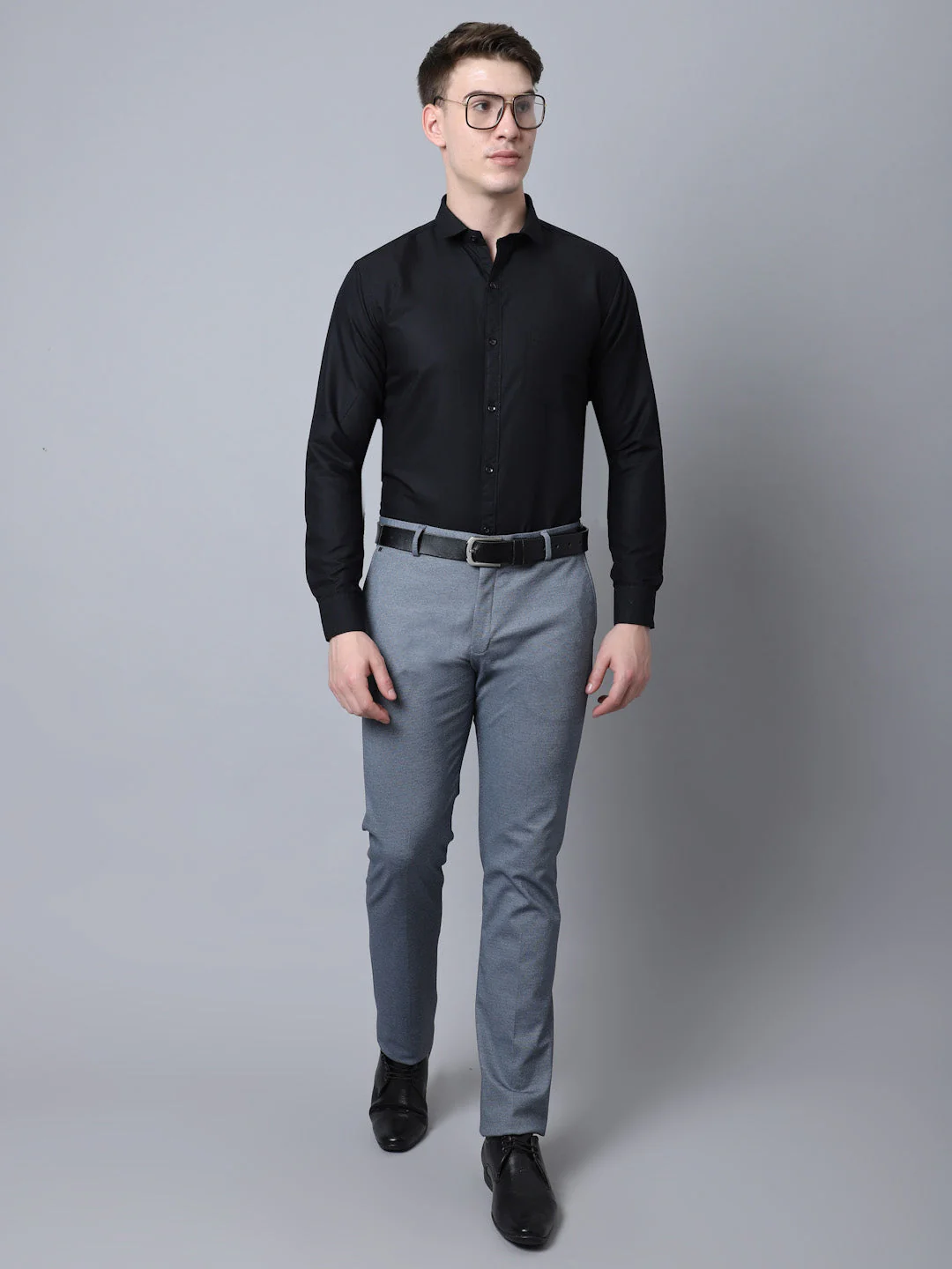 Majestic Man Versatile Solid Formal Shirt - Black - Image 4