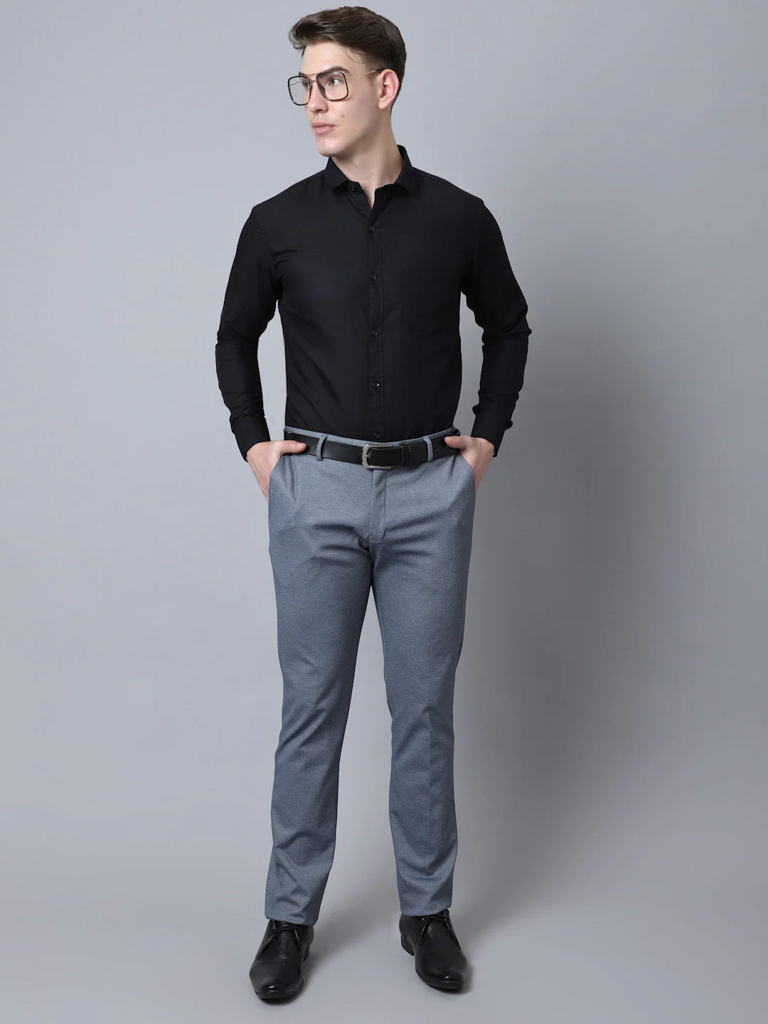 Majestic Man Versatile Solid Formal Shirt - Black - Image 7