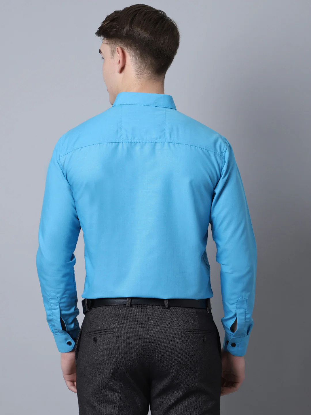 Majestic Man Versatile Solid Formal Shirt - Firozi - Image 6