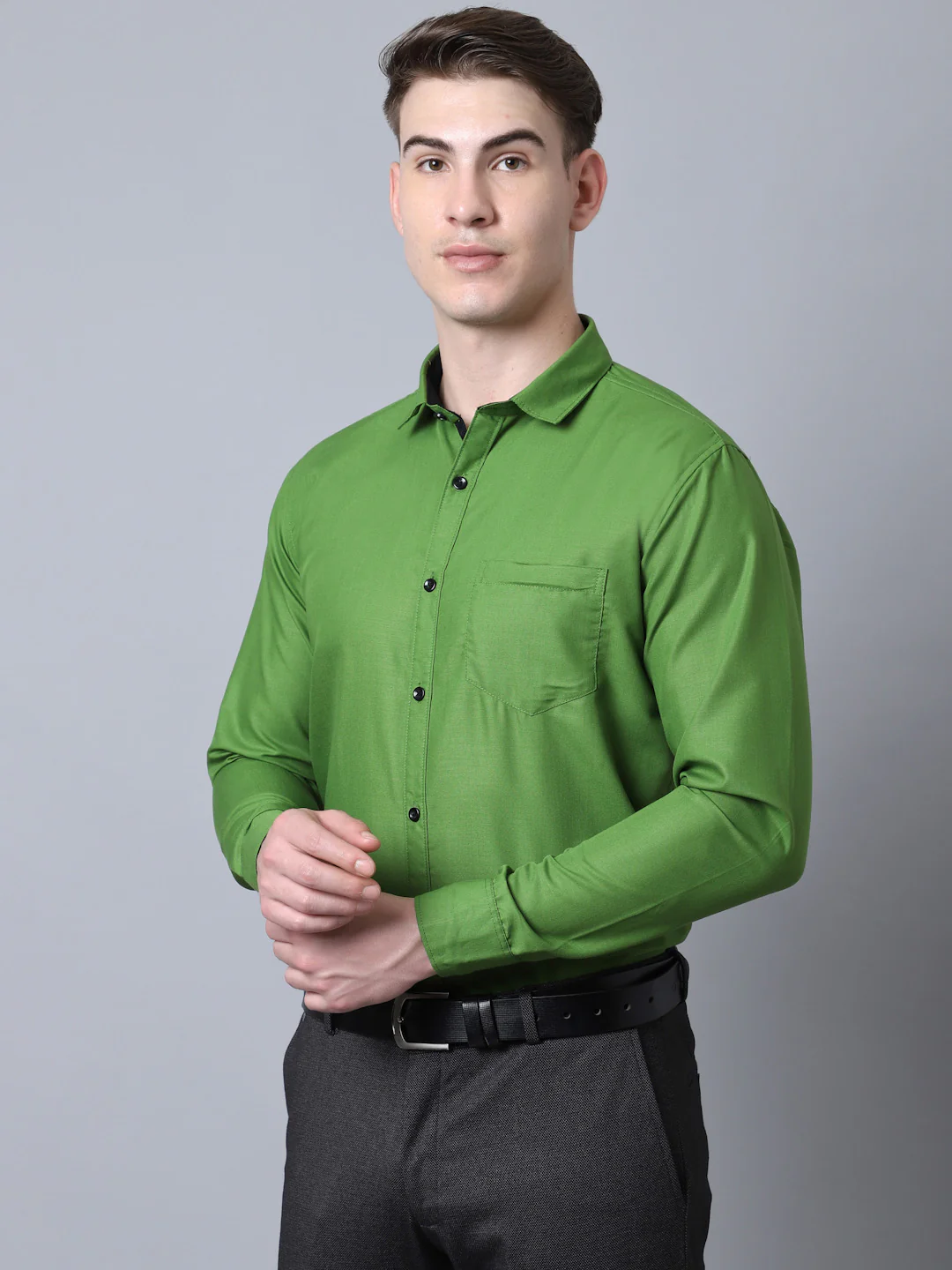 Majestic Man Versatile Solid Formal Shirt - Green - Image 6