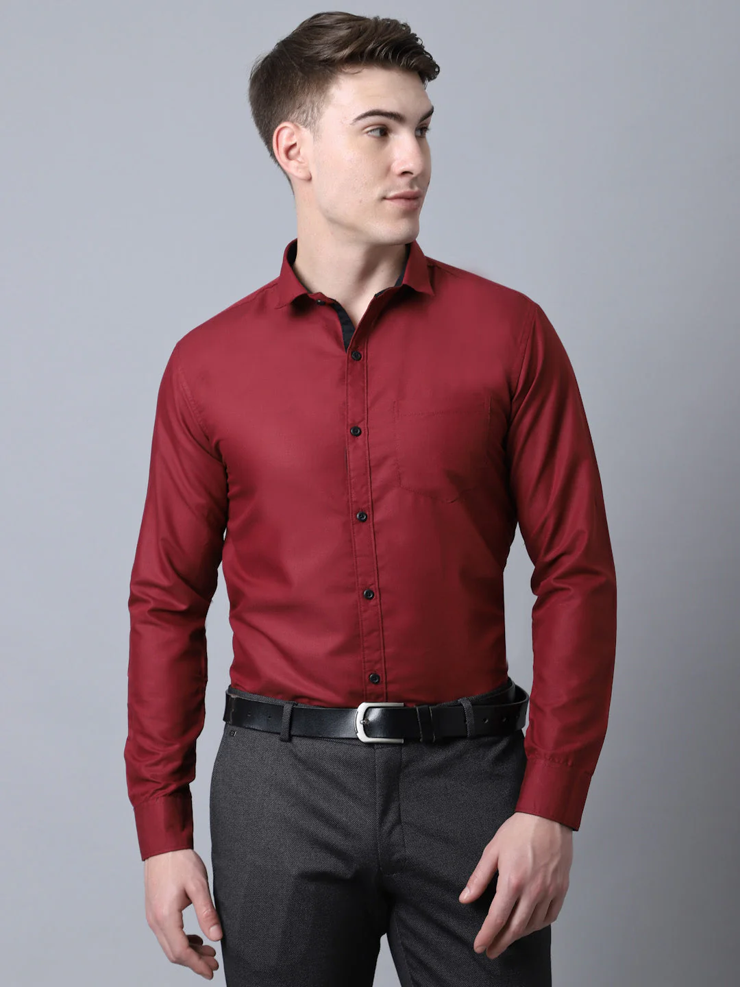 Majestic Man Versatile Solid Formal Shirt - Maroon