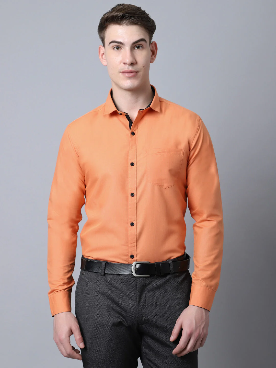 Majestic Man Versatile Solid Formal Shirt - Orange