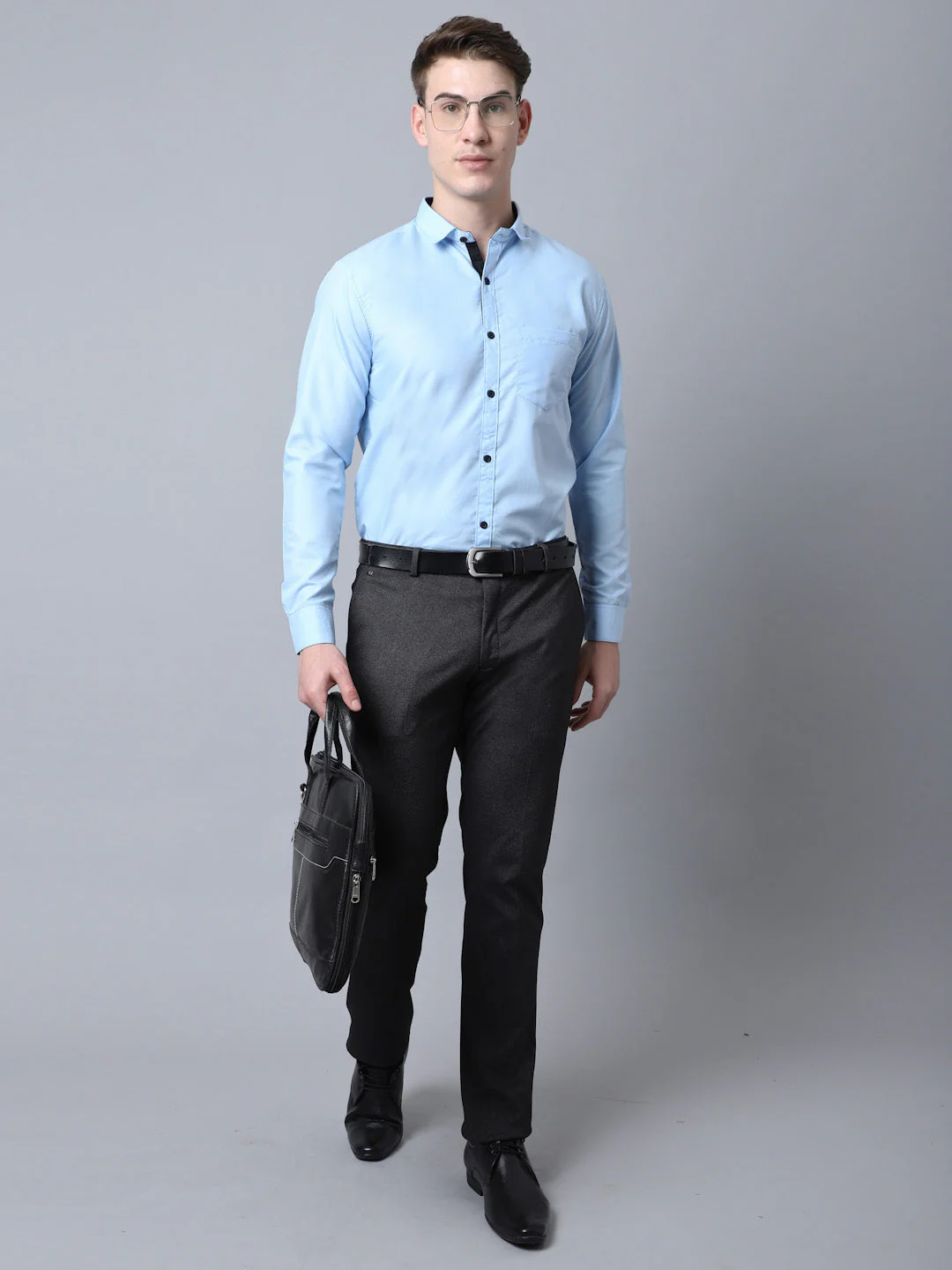 Majestic Man Versatile Solid Formal Shirt - Sky Blue - Image 4