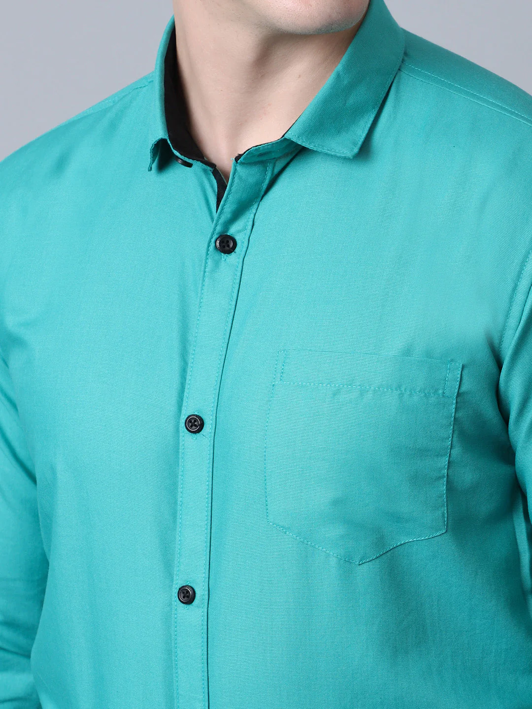 Majestic Man Versatile Solid Formal Shirt - Teal Blue - Image 5