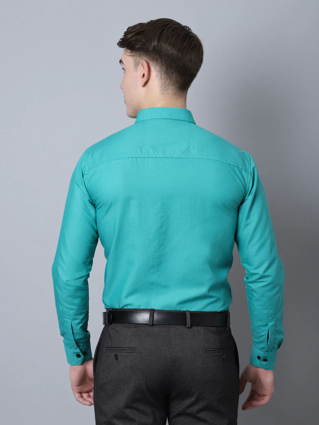 Majestic Man Versatile Solid Formal Shirt - Teal Blue - Image 6