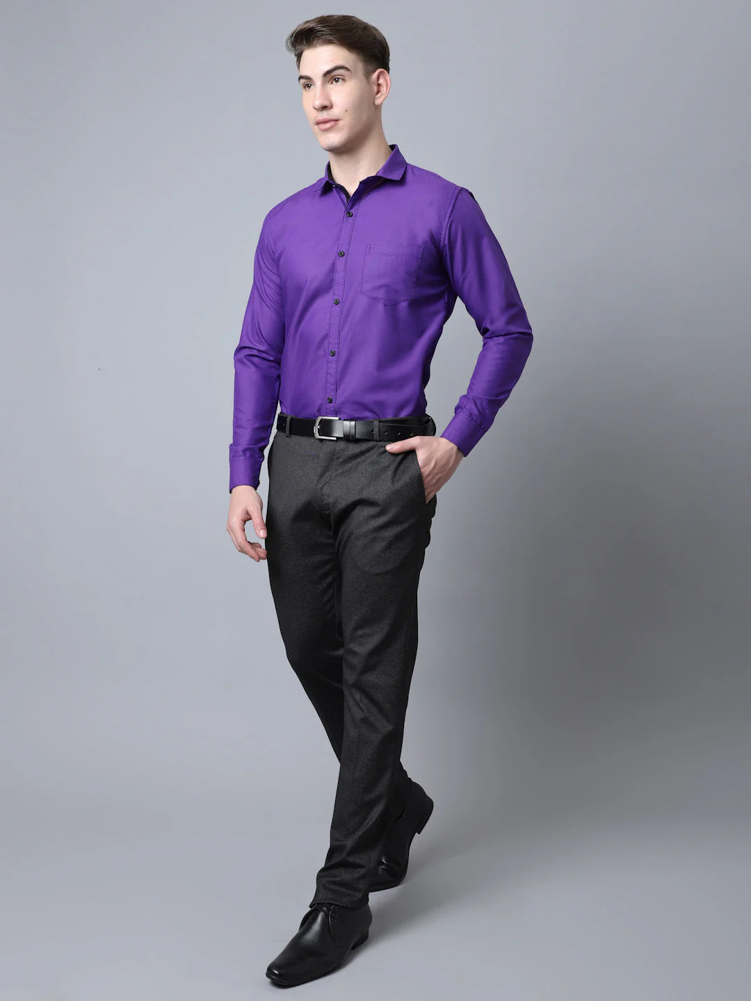 Majestic Man Versatile Solid Formal Shirt - Voilet - Image 6