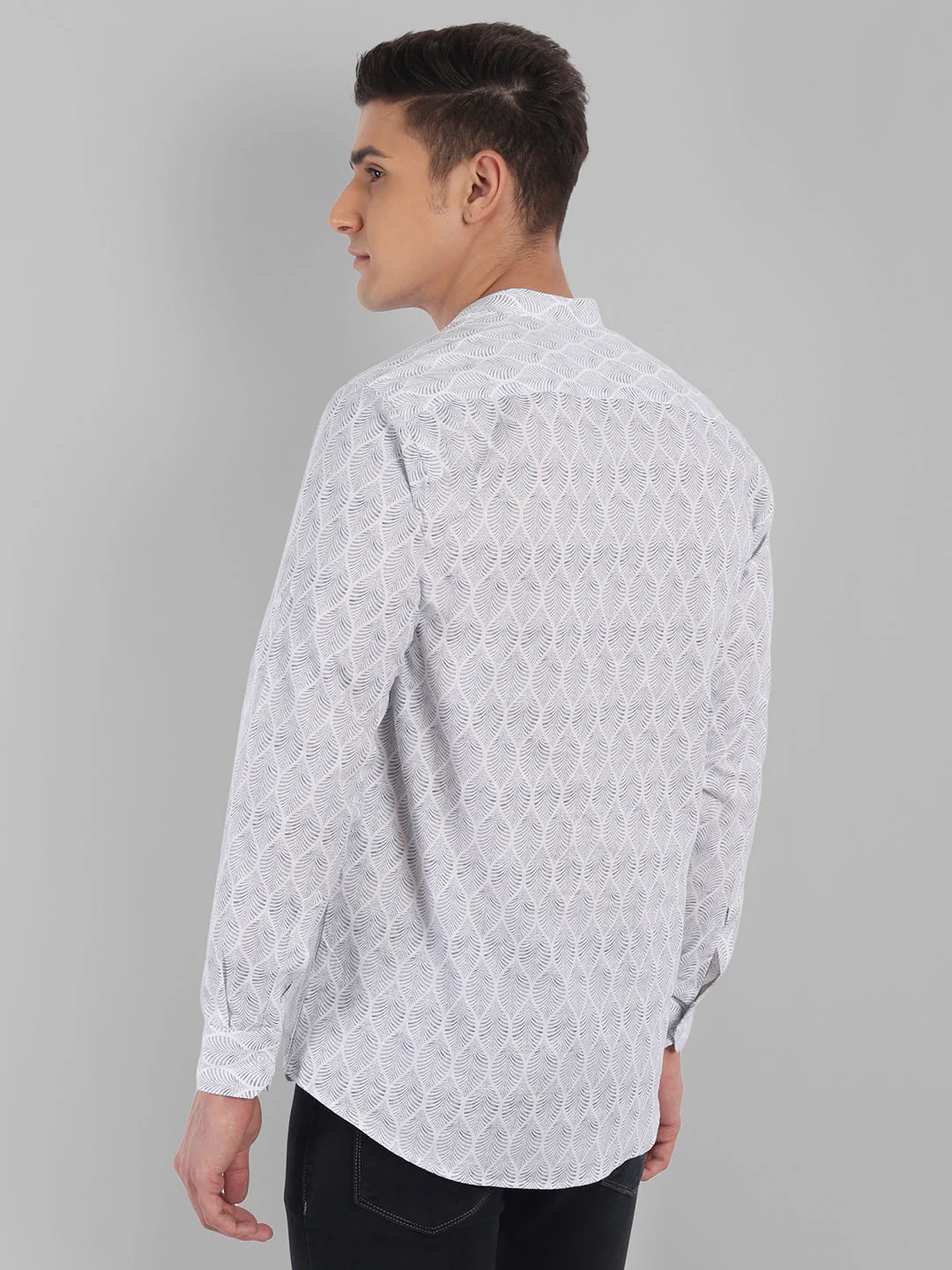Nature elegance Leaf Printed Pure Cotton Short Kurta - White - Image 6