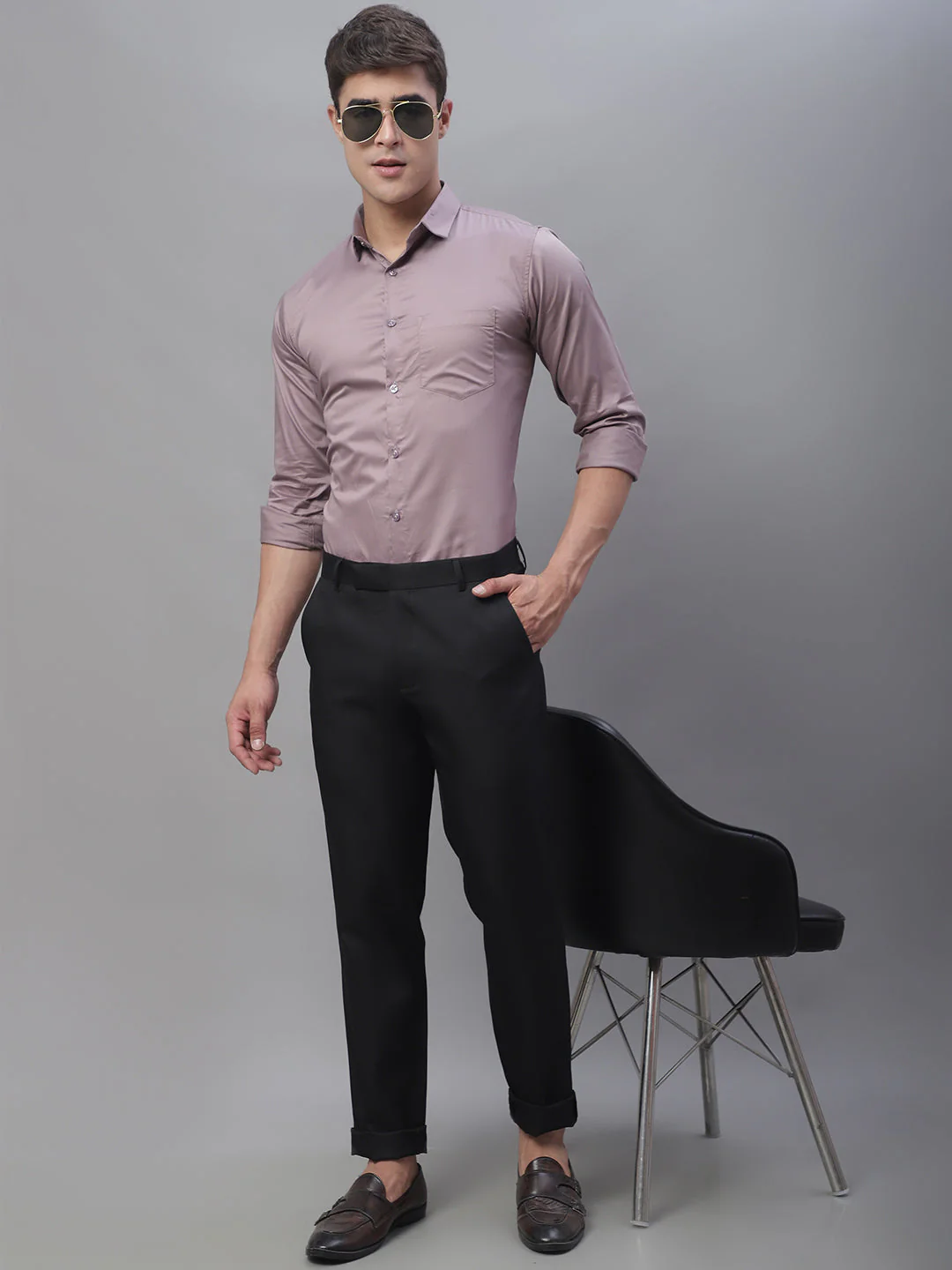 Paramount Pure Cotton Solid Shirt - Dusty Pink - Image 4