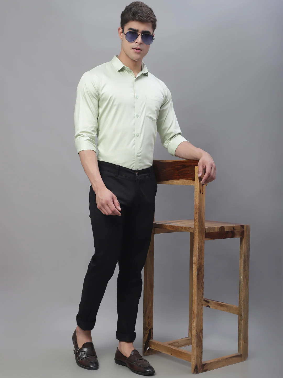 Paramount Pure Cotton Solid Shirt - Light Green - Image 4