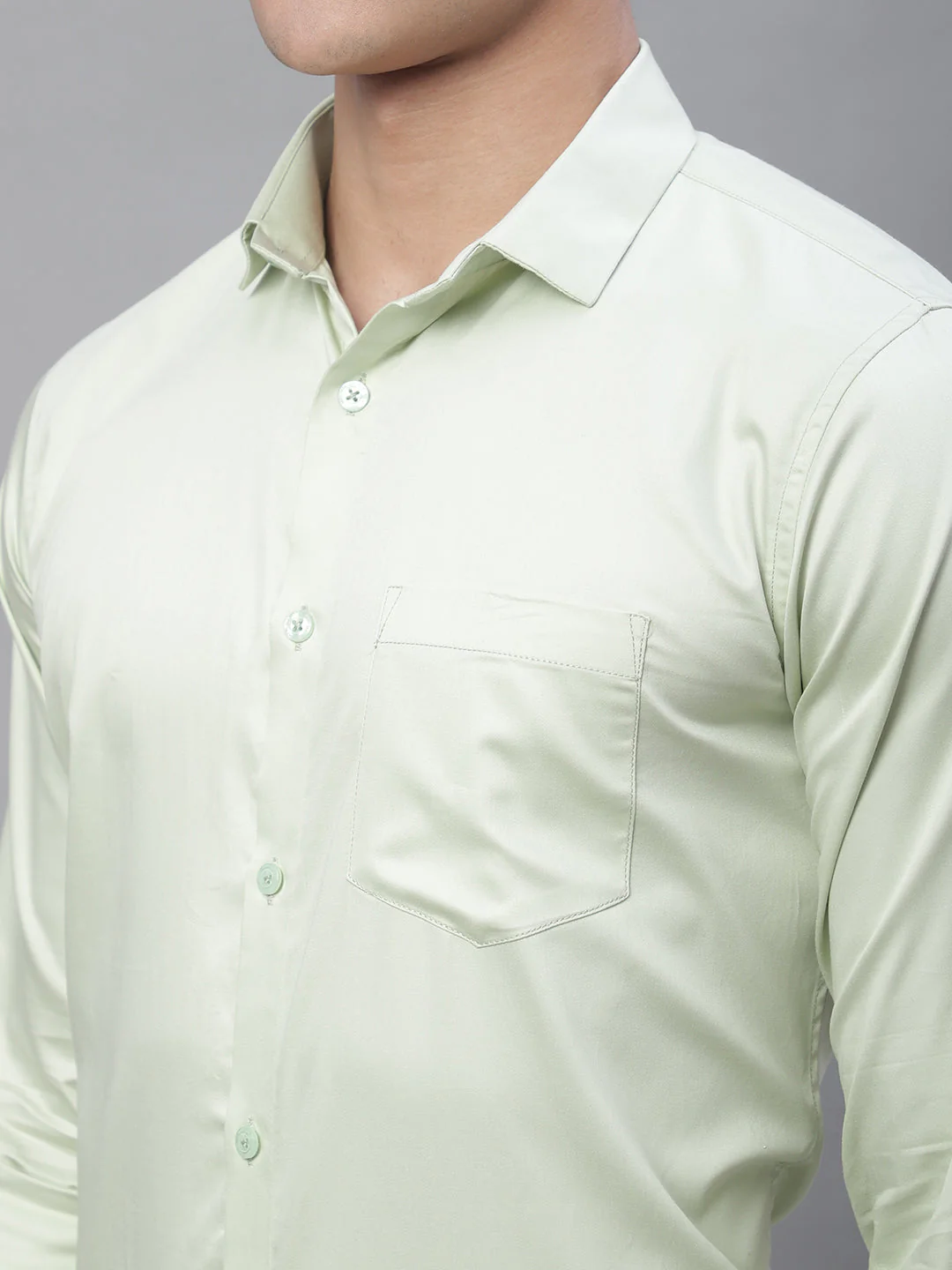 Paramount Pure Cotton Solid Shirt - Light Green - Image 6