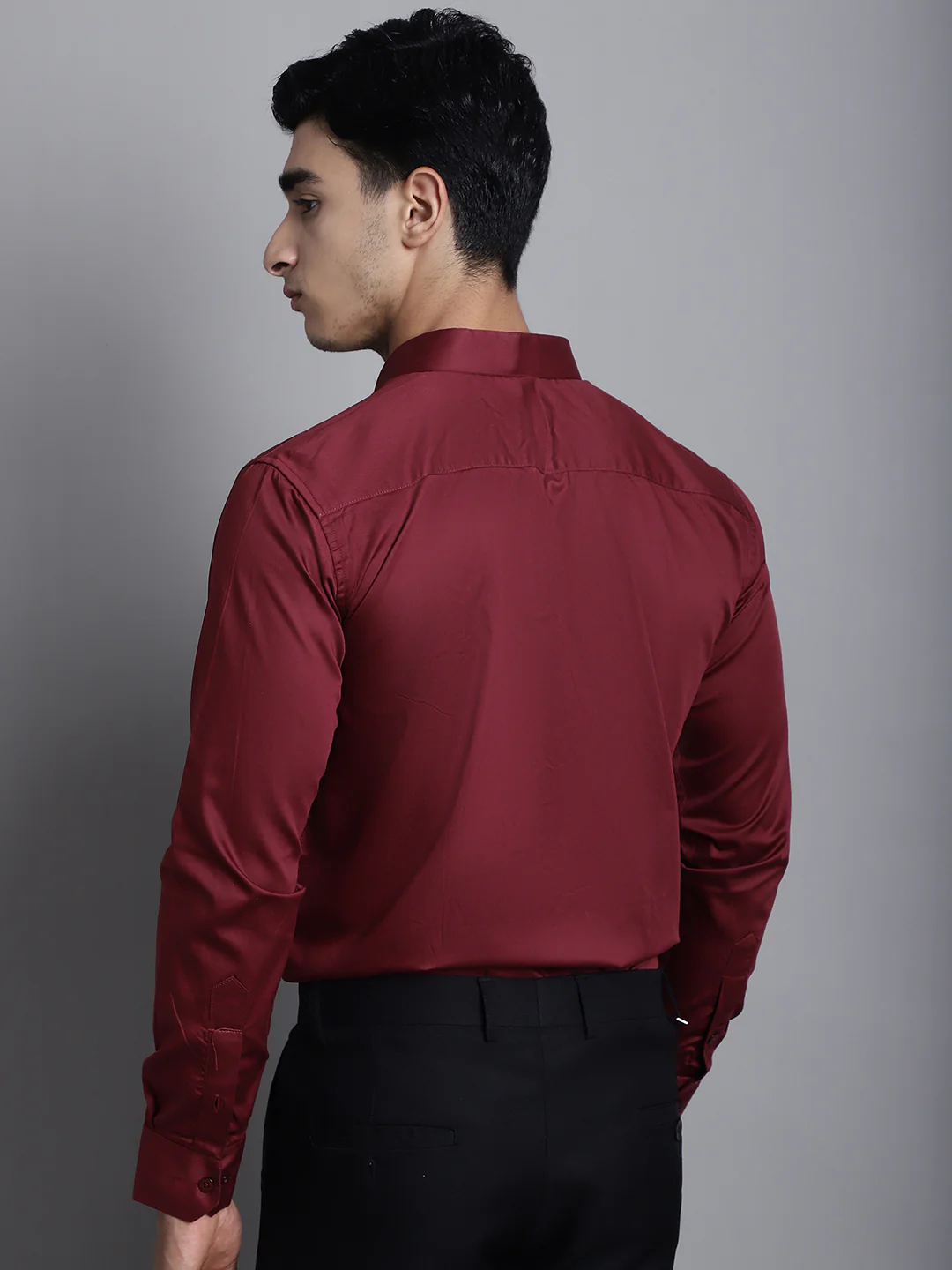 Paramount Pure Cotton Solid Shirt - Maroon - Image 2