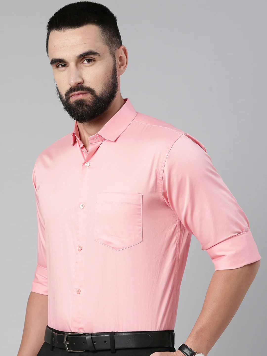 Paramount Pure Cotton Solid Shirt - Pink - Image 5
