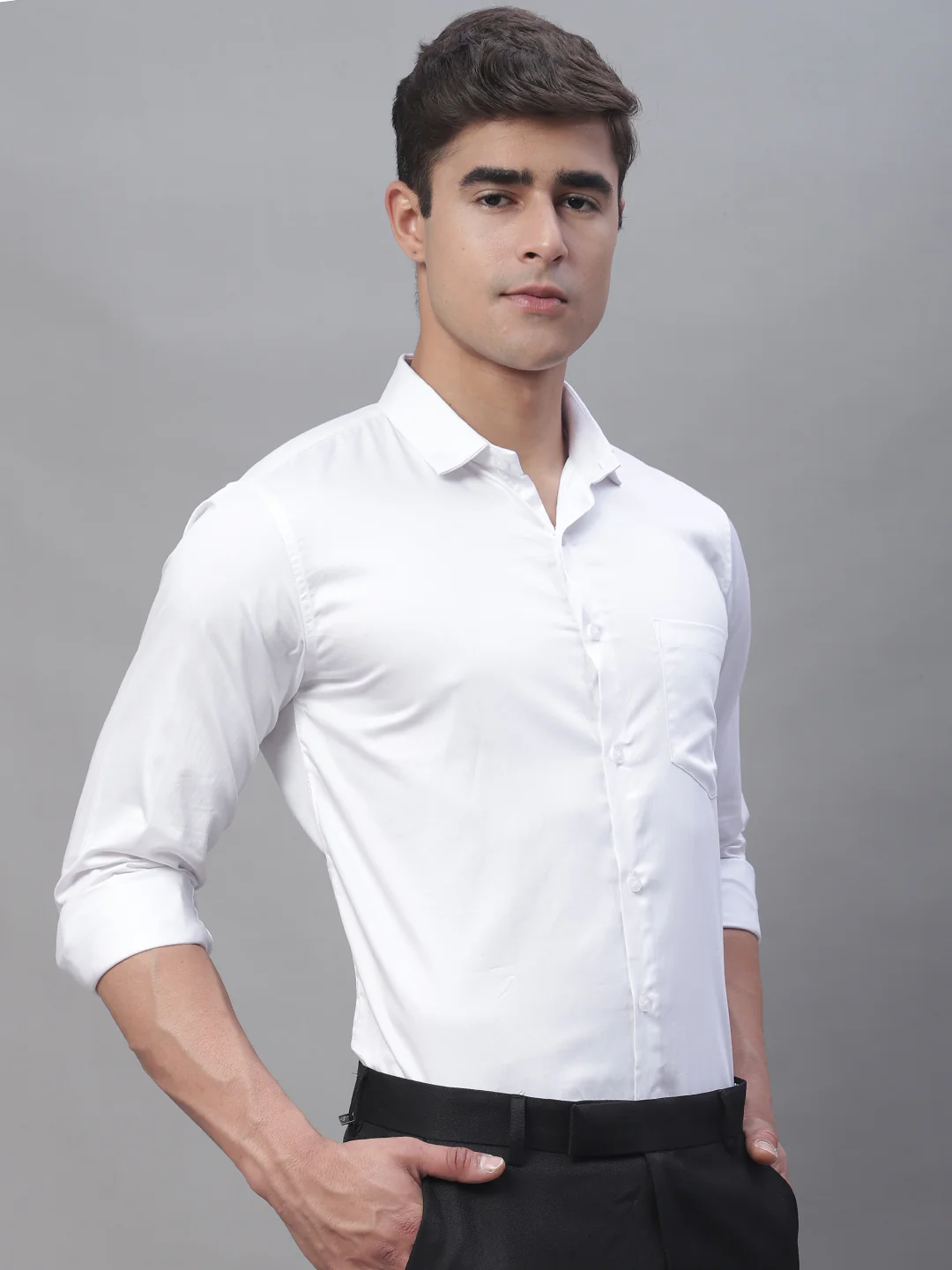Paramount Pure Cotton Solid Shirt - White - Image 3