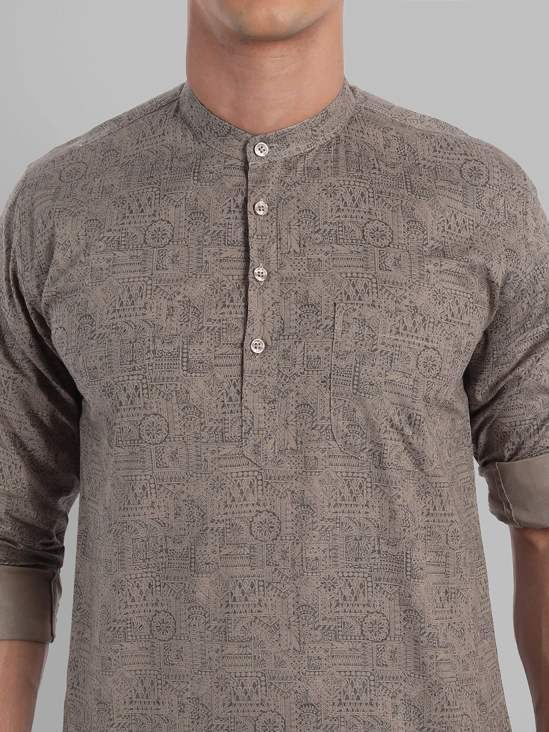 Pure Cotton All Over Classic printed Kurta - Brown - Image 6