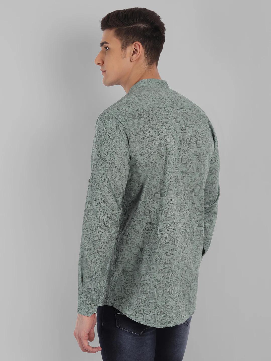 Pure Cotton All Over Classic printed Kurta - Green - Image 6