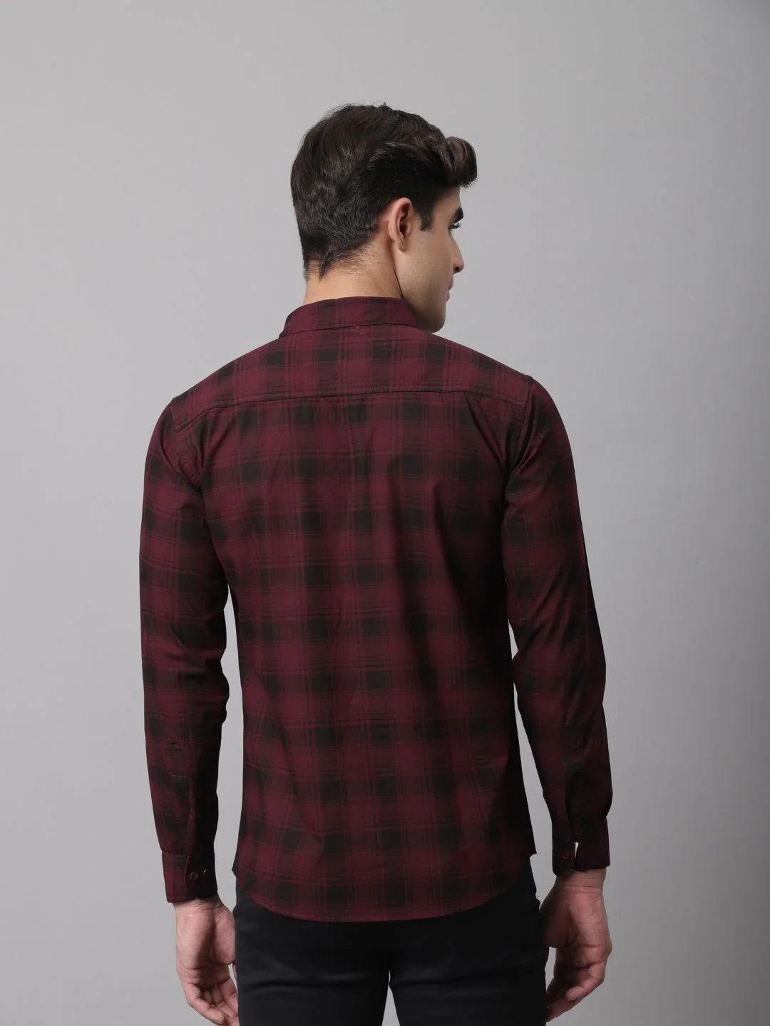 Pure Cotton Checkered Shirt - Magenta - Image 6