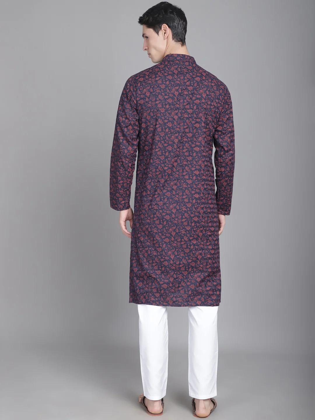 Pure cotton Comfort men's Kurta with Overall nature elegance - Navy Blue - Image 6
