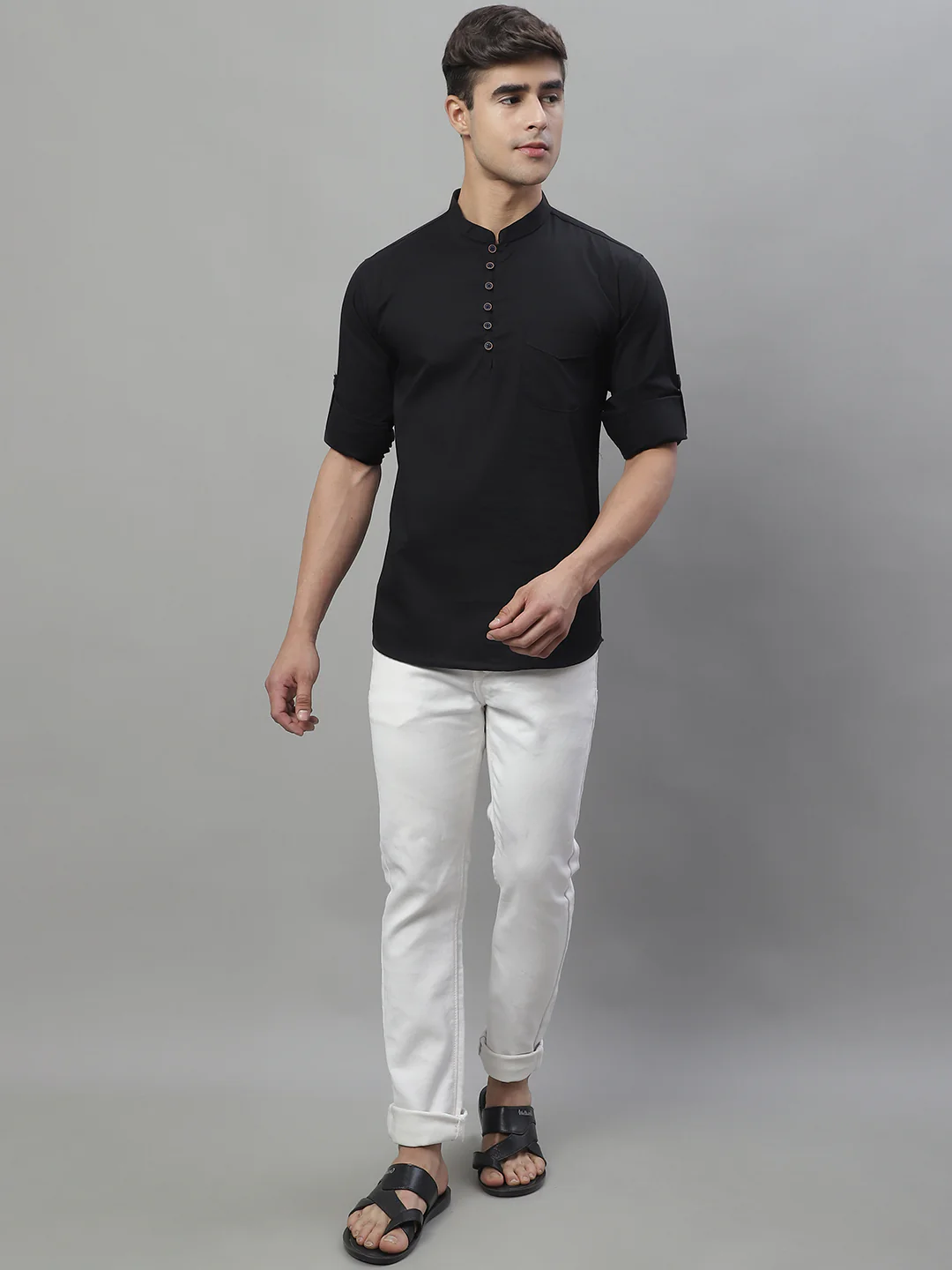 Pure Cotton timeless trendy Solid Kurta - Black - Image 7
