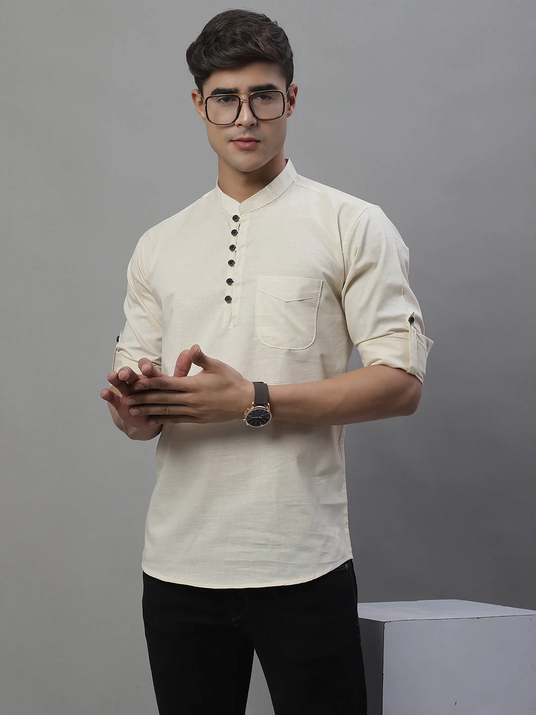 Pure Cotton timeless trendy Solid Kurta - Cream