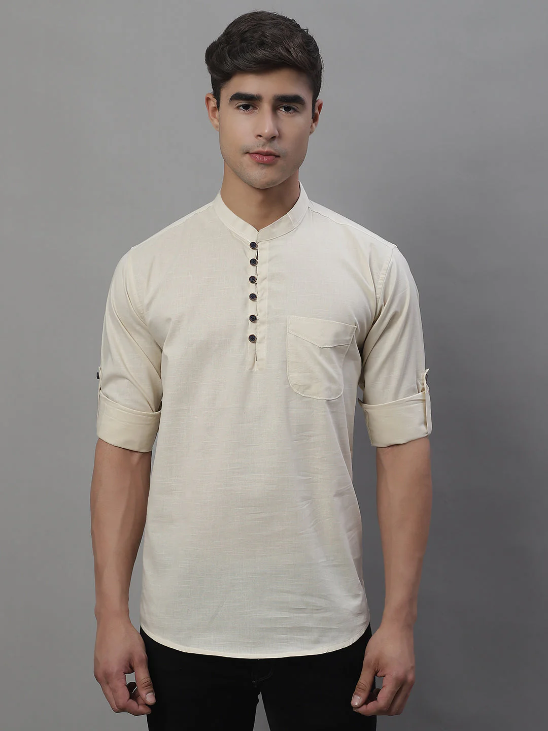 Pure Cotton timeless trendy Solid Kurta - Cream - Image 8