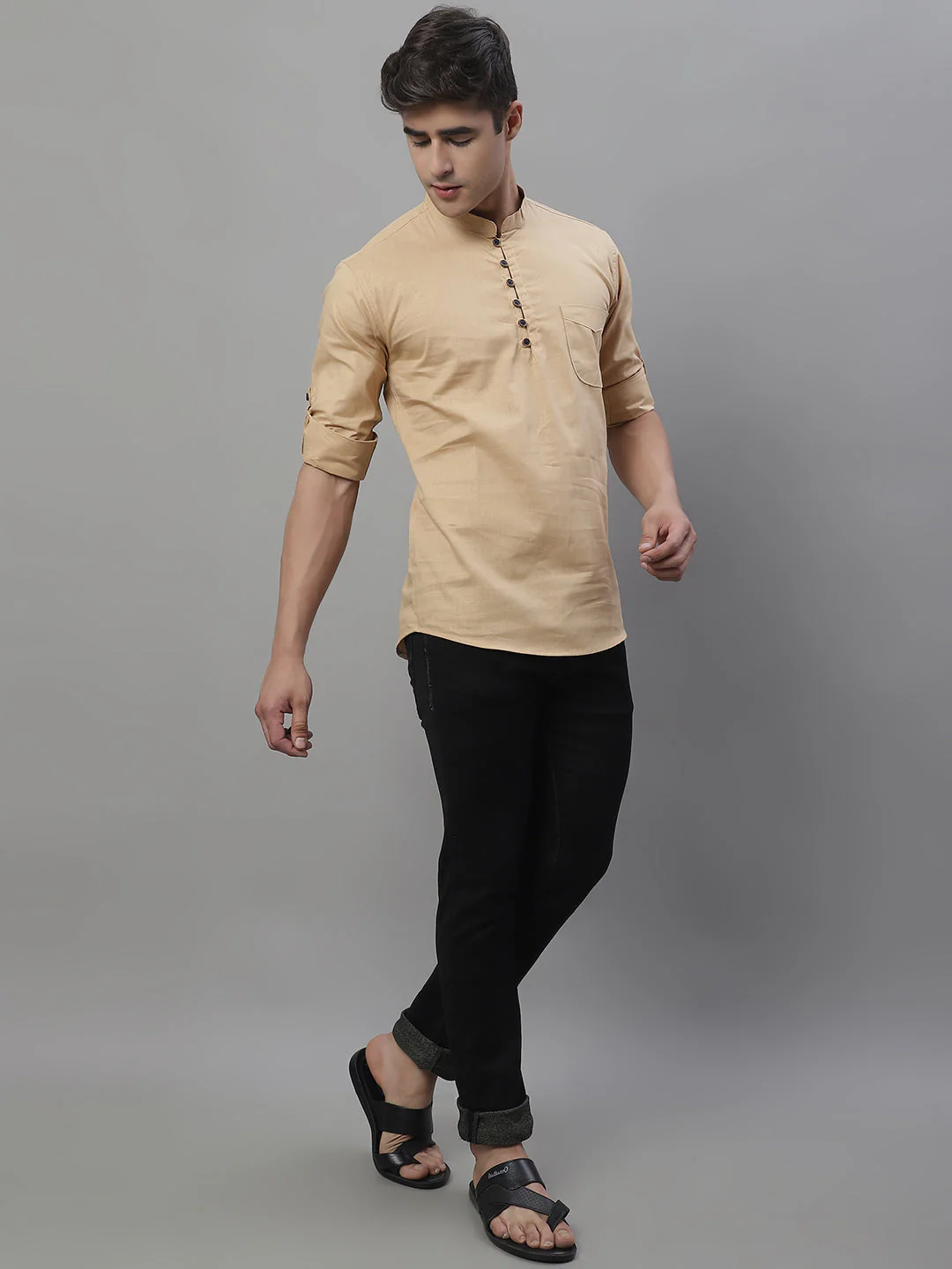 Pure Cotton timeless trendy Solid Kurta - Light Coffee - Image 7