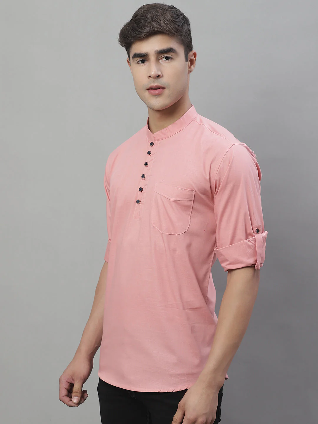 Pure Cotton timeless trendy Solid Kurta - Pink - Image 3