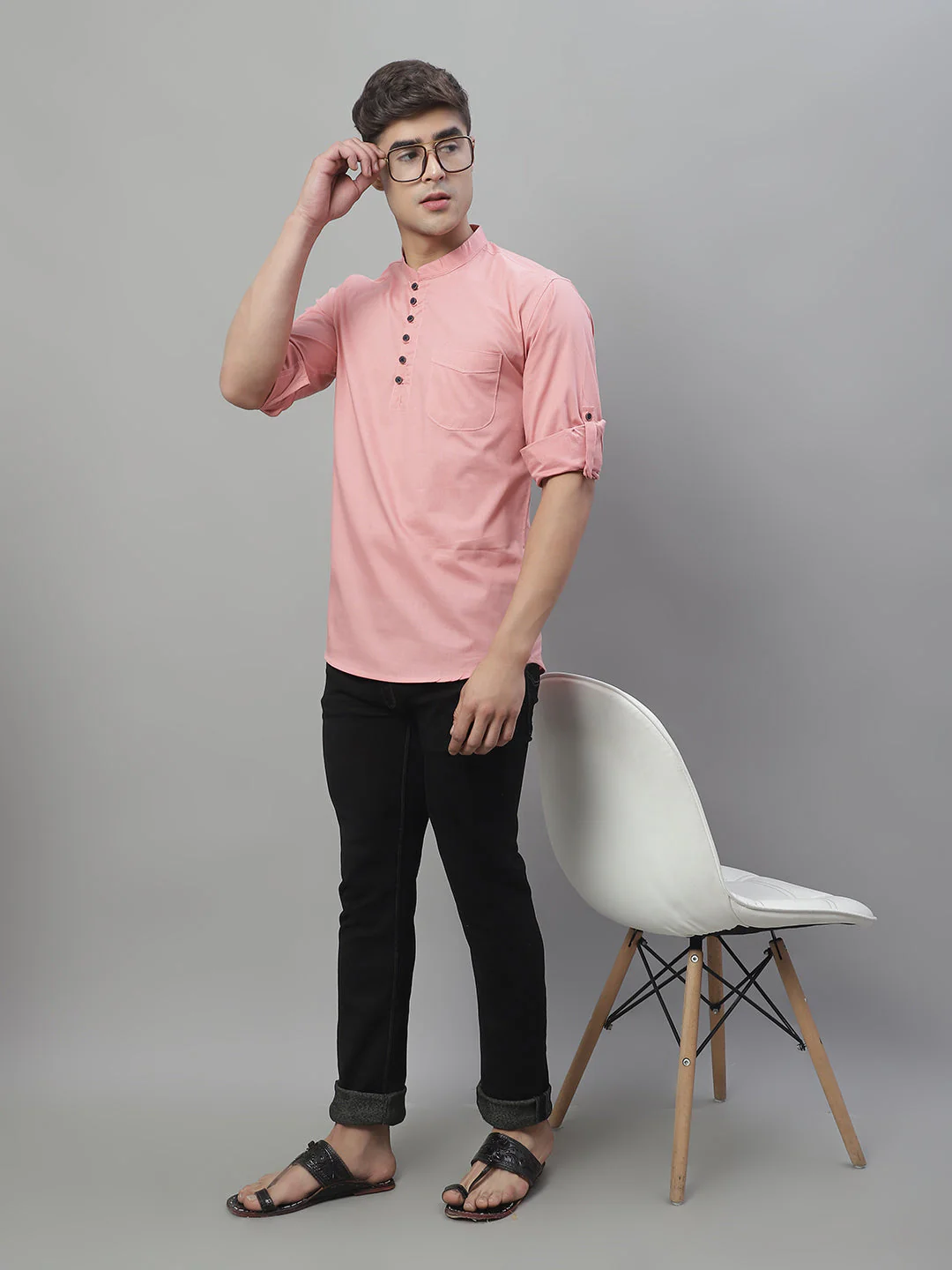 Pure Cotton timeless trendy Solid Kurta - Pink - Image 4