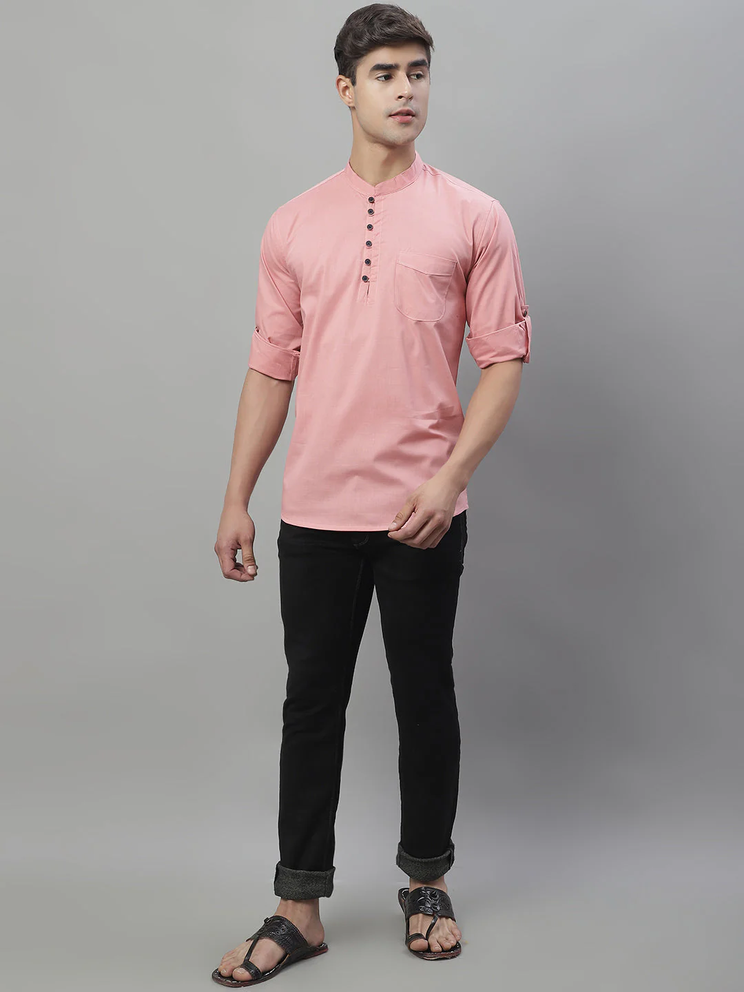 Pure Cotton timeless trendy Solid Kurta - Pink - Image 7
