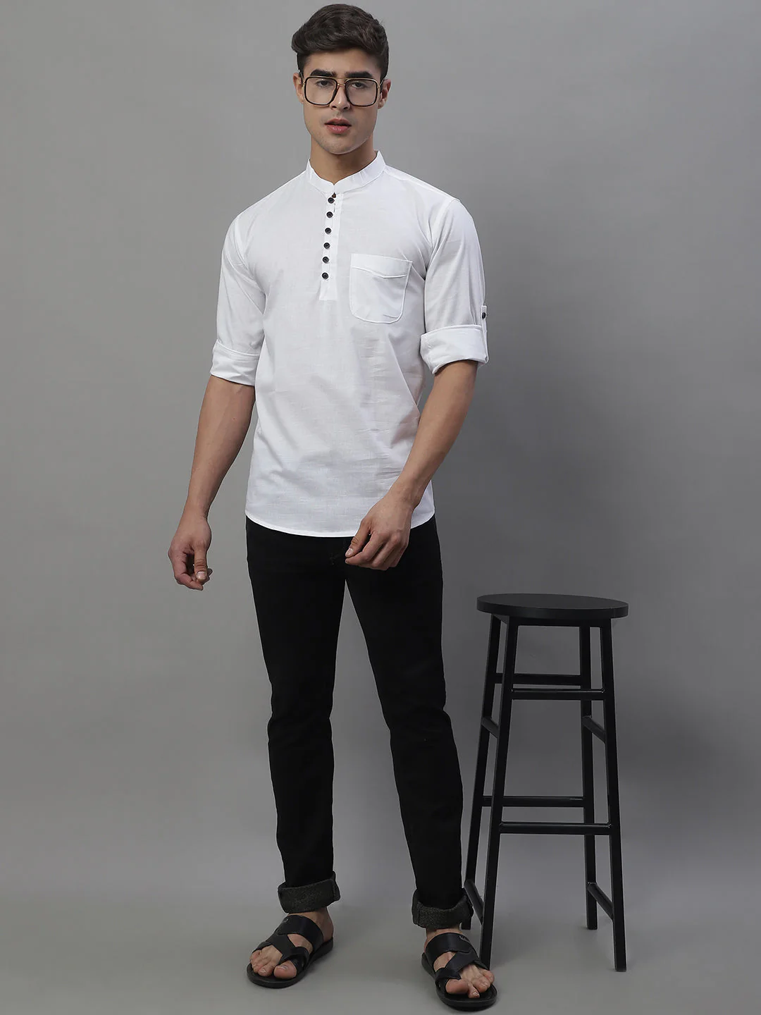 Pure Cotton timeless trendy Solid Kurta - White - Image 4