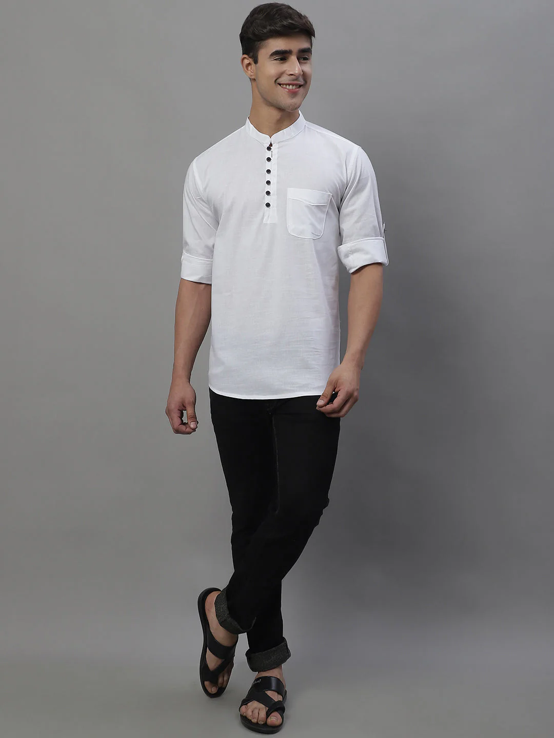 Pure Cotton timeless trendy Solid Kurta - White - Image 7