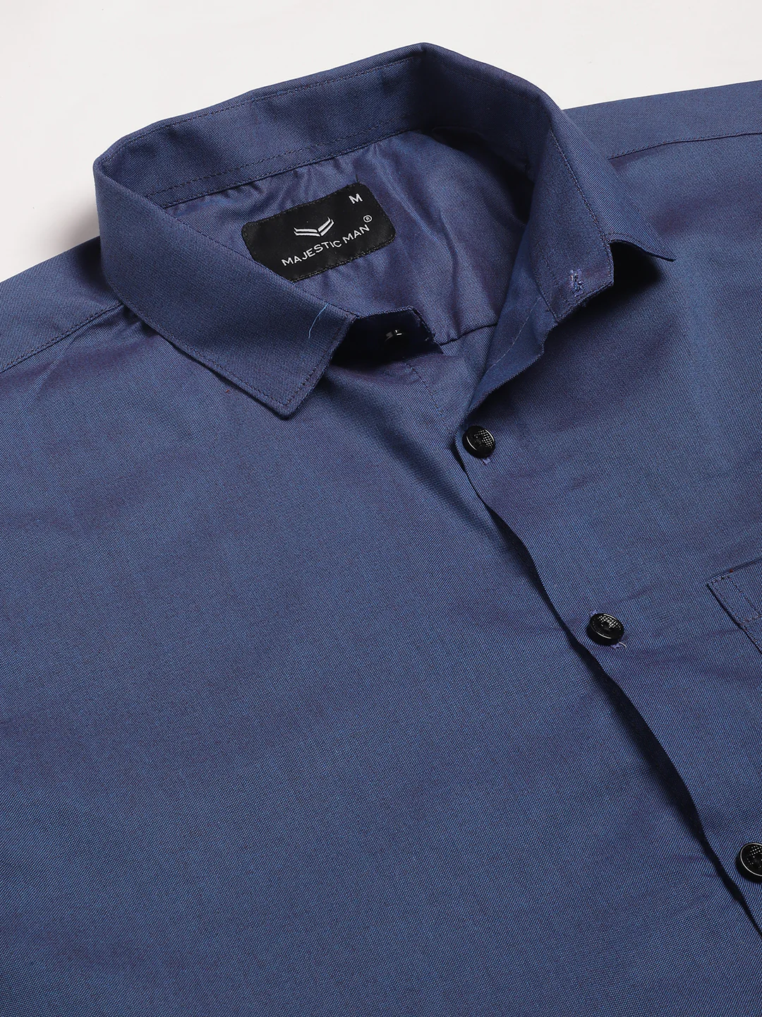 Tailored fit & Comfortable Solid Cotton Shirt - Blue - Image 6