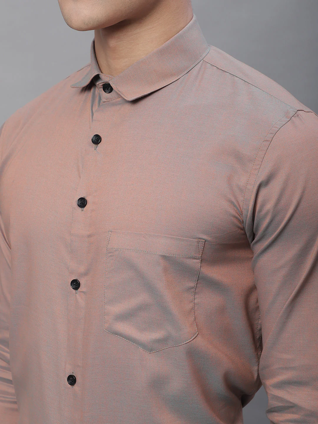 Tailored fit & Comfortable Solid Cotton Shirt - Copper - Image 6