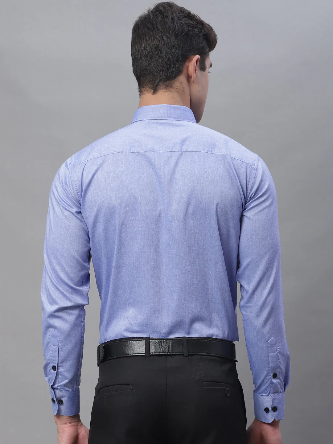Tailored fit & Comfortable Solid Cotton Shirt - Light Blue - Image 6