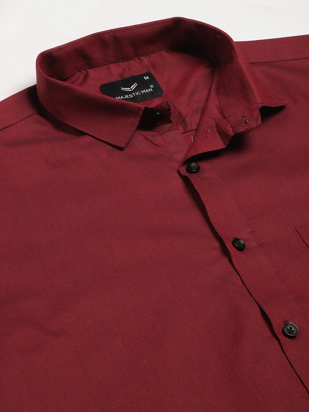 Tailored fit & Comfortable Solid Cotton Shirt - Maroon - Image 6