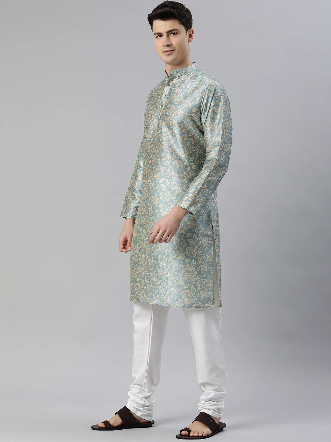 Timeless Elegance Long Kurtas-Beige Blue - Image 3