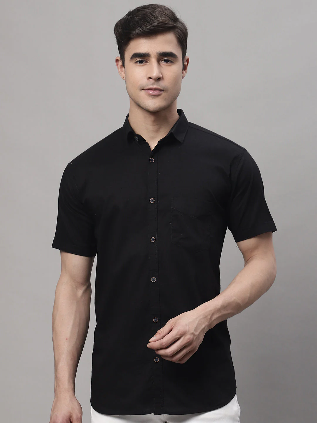 Unique and Fashionable Pure Cotton Half shirt - Black