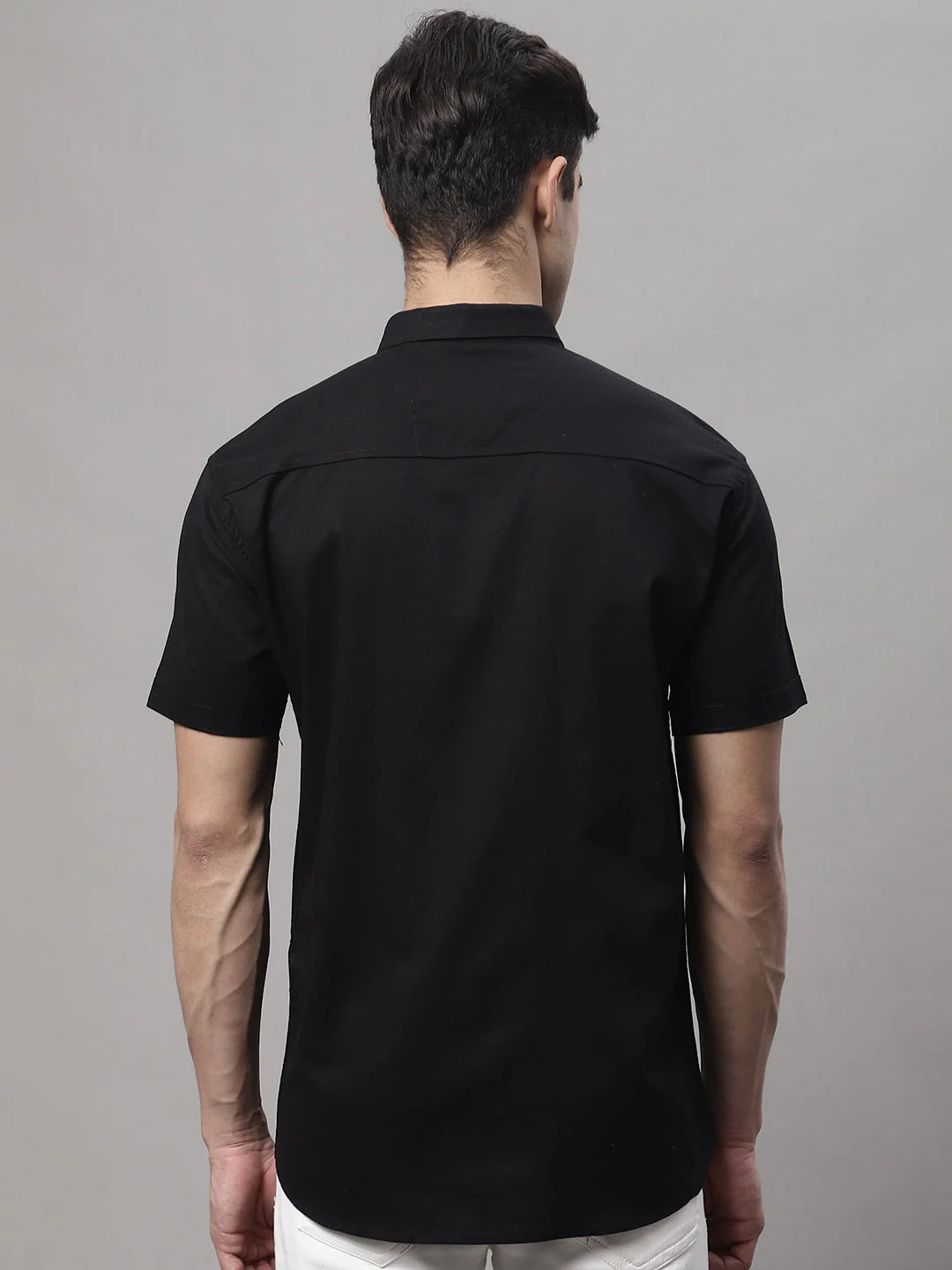 Unique and Fashionable Pure Cotton Half shirt - Black - Image 6