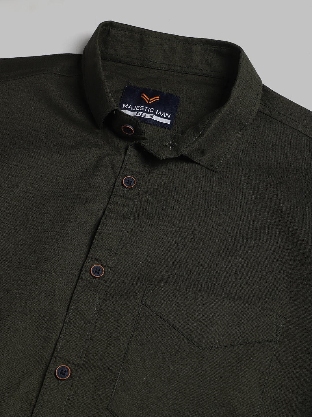 Unique and Fashionable Pure Cotton Half shirt - Olive - Image 7