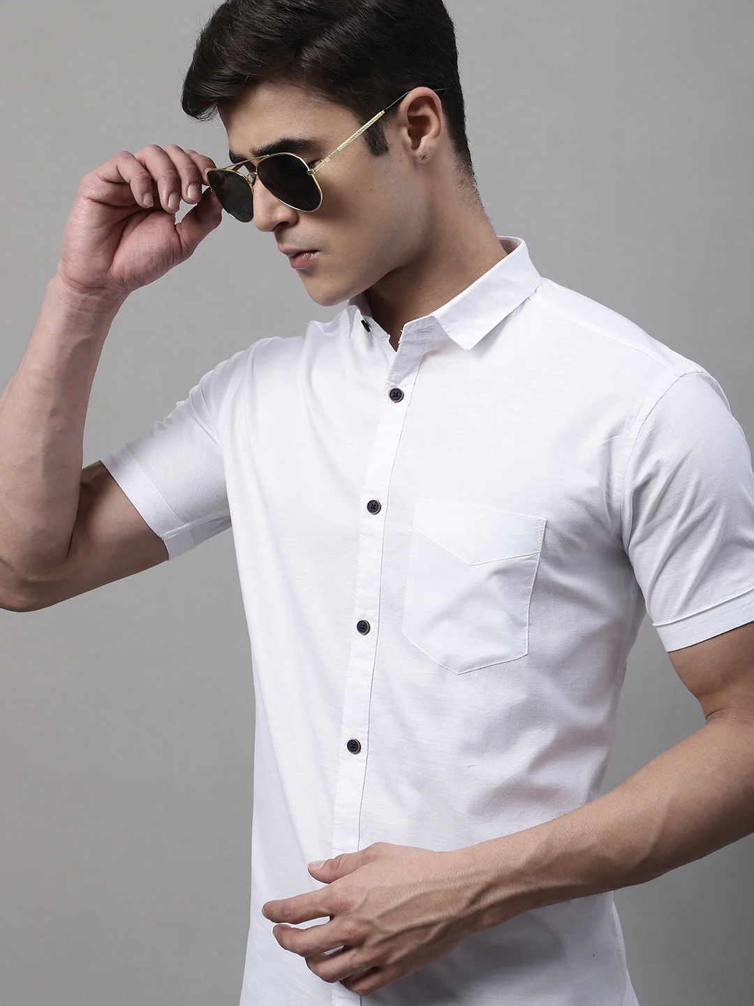Unique and Fashionable Pure Cotton Half shirt - White - Image 2