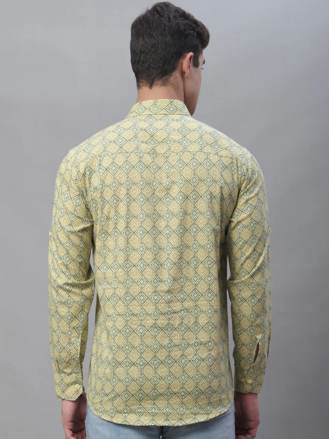 Versatile printed cotton short kurta - Yellow - Image 5