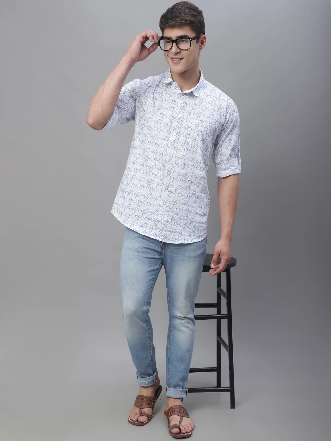 Versatile printed YinYang pure cotton short kurta - White - Image 6