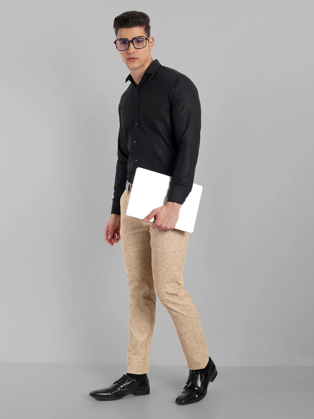 Vesatile Cotton Blend Formal Trousers - Beige - Image 5